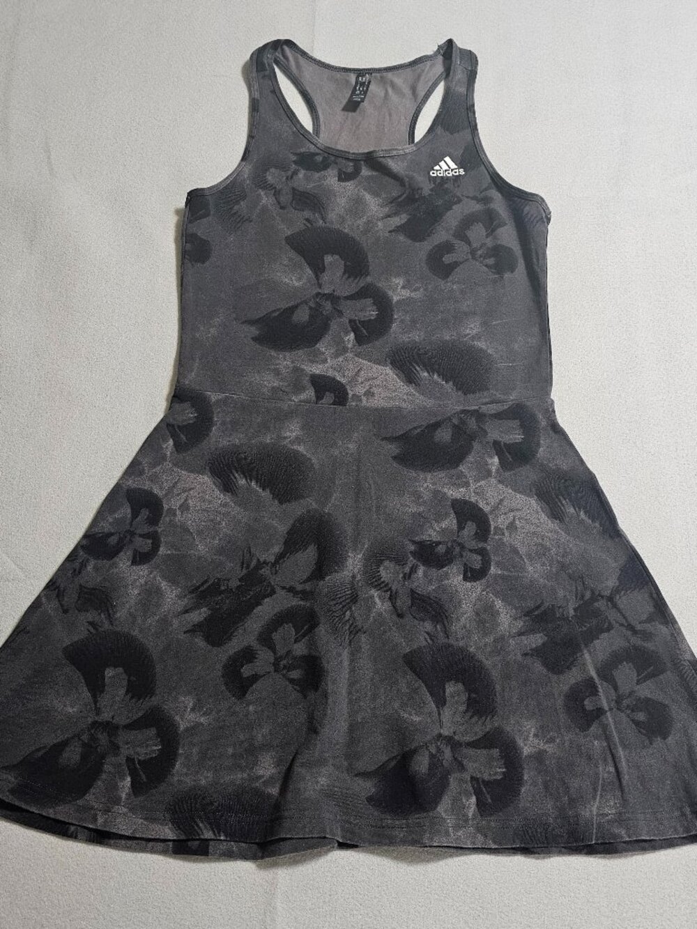 Adidas Floral Athletic Dress XS Gray Racerback Tennis Golf Activewear